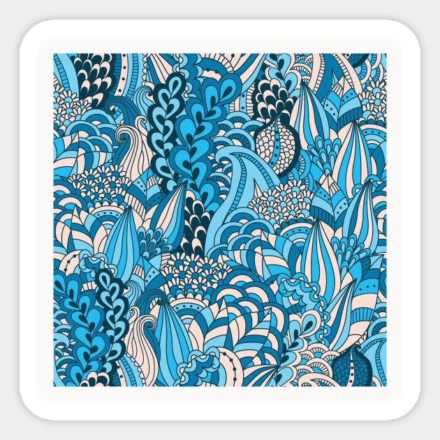 Abstract Floral Neck Gator Blue and White Floral Abstract Sticker by DANPUBLIC